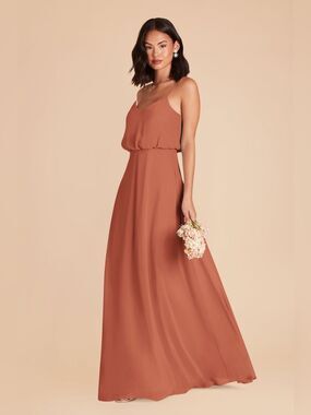 Birdy Grey Terracotta Gwennie Chiffon Maxi Bridesmaid's Dress Size Small